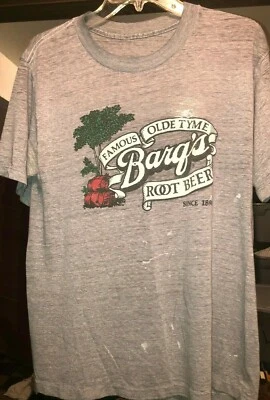 Distressed BARQ'S Vtg 80s Famous Olde Tyme ROOT BEER T Shirt advertising sign M - Image 1 of 4
