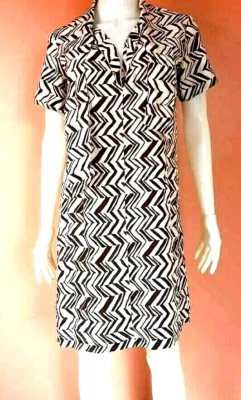 VESTIDO DE SEDA MARNI H&M ESTAMPADO CHEVRON CON CORBATA FRONTAL MARRÓN/MARFIL TALLA US 4 Foto 1 de 4