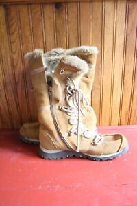Skechers Women’s (Size 8) Brown Faux Fur Leather Boots SN 45419 Snow Winter