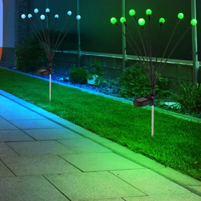 Solarleuchte Außenlampe Gartenleuchte RGB LED Farbwechsel Edelstahl H 70 cm 2x - Bild 1 von 4