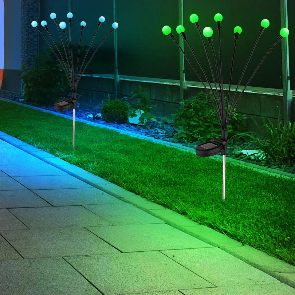 Solarleuchte Außenlampe Gartenleuchte RGB LED Farbwechsel Edelstahl H 70 cm 2x - Bild 1 von 4