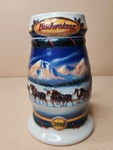 Budweiser 2000 Holiday Stein  Holiday in the Mountains Christmas Beer Stein  - Picture 1 of 16