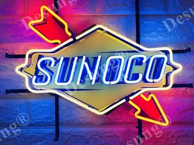 20" Sunoco Gas Gasoline Light Lamp Neon Sign With HD Vivid Printing Technology - Image 1 of 2