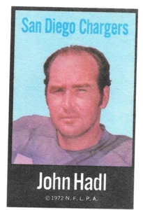 JOHN HADL 1972 NFLPA FABRIC CLOTH IRON ONS 15 SAN DIEGO CHARGERS KANSAS JAYHAWKS - Picture 1 of 3