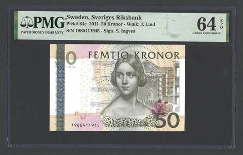 Sweden 50 Kronor 2011 P64c Uncirculated Grade 64 Cover