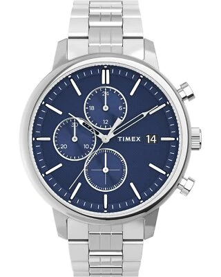 Orologio Uomo TIMEX CHICAGO TW2V01700 Chrono Bracciale Acciaio Blu - Immagine 1 di 3