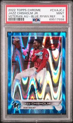 Jazz Chisholm Jr. PSA 9 2022 Topps Chrome #CVAJCJ Blue RayWave Auto /150 - Image 1 of 2