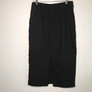 Apeice Apart Womens 10 Skirt Black Straight Pencil Front Slit Casual Preppy Long - Picture 1 of 12