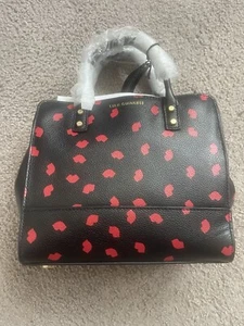 LULU GUINNESS Confetti Lip Black & Red Cross Body Mini Daphne Bag - Brand New - Picture 1 of 6