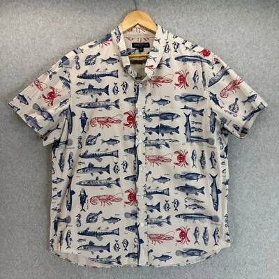 J. Crew Mercantile Flex Button Down Shirt Fish Lobster Coastal Nautical Mens XL - Image 1 of 4