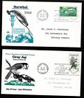 2 CANADA FIRST DAY COVERS -1968 - COLE COVERS - GRAY JAY AND NARWHAL