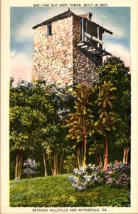 Linen Card - The Old Shot Tower - Hillsville and Wytheville Virginia MINT - Picture 1 of 2