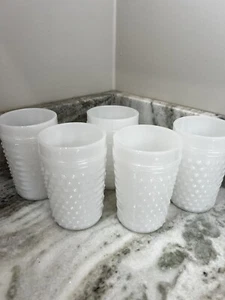 Lot Of 5 Vintage Hobnail Milk Glass Tumbler 4.5” - Picture 1 of 4