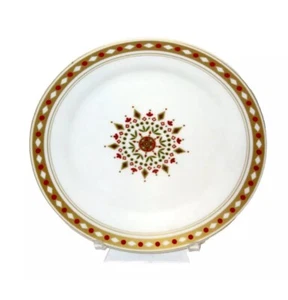 Pier 1 Imports NORDIC SNOWFLAKE 7,5" Dessertteller 8-Punkt rot grün Mitte - Bild 1 von 2