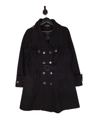 Lauren Ralph Lauren Trench Coat Size Large In Black Women's Wool Blend Jacket - Image 1 of 4