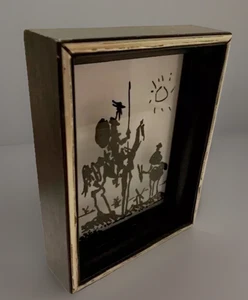 Picasso Don Quixote RARE Print on Glass Wood Framed Art Black VTG Reverse Image - Picture 1 of 18