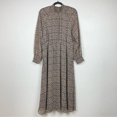 Madewell Women's Large (Re)sourced Georgette Smocked-Neck Midi Dress Folktale Pa - Image 1 of 4