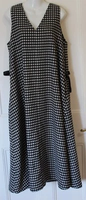 Vestido de tienda de lana forrado Gramicci negro a cuadros de guinga para mujer - grande - nuevo Foto 1 de 4