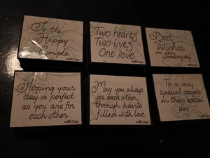 Wedding wishes rubber and foam stamp 6 piece set . - Picture 1 of 4