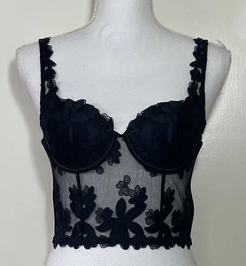 Victoria's Secret Very Sexy  Black Lined Balconette Longline Bra Sz. 32B A22-75 - Picture 1 of 4