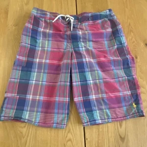 Vintage Polo Ralph Lauren Plaid Shorts Pastel Straight Bermuda Cotton Youth 18 - Picture 1 of 6
