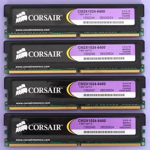 4GB DDR2 RAM (4x1GB) Corsair XMS2 PC2-6400 800Mhz C5 Memory Kit CM2X1024-6400 - Picture 1 of 2