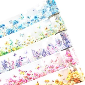 , 5 Pack Floral Washi PET Tape Set Stickers Clear Decorative Masking DIY for ... - Picture 1 of 7
