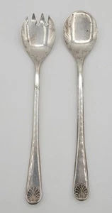 W.A. ITALY Silverplated Salad Serving Set Fork Spoon 9.25 Inch Vintage - Picture 1 of 19