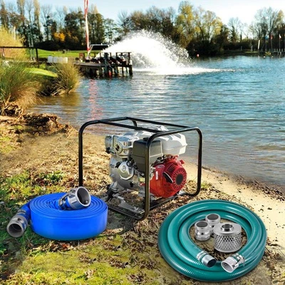 Kit de bomba de manguera de succión manguera de retrolavado azul de 2" x 65' y manguera de succión verde de 2" x 20' Foto 1 de 4