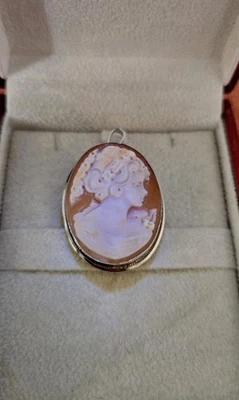 Vero cammeo, argento 925 è  argento  dorato ! SPILA È  CIONDOLO! - Immagine 1 di 4