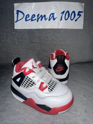 Toddler Air Jordan 4 Retro OG Athletic Shoes ‘Fire Red’ BQ7670 160 - Size 5C - Image 1 of 4