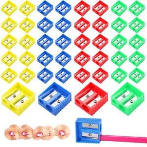 240 Pcs Pencil Sharpeners Bulk Double Hole Square Manual School Supplies - Picture 1 of 6