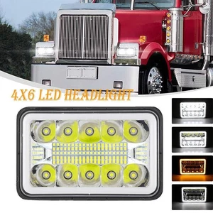 4x6'' LED Headlights Hi/Lo w/DRL For Peterbilt 379 378 Freightliner FLD120 H4668 - Picture 1 of 12