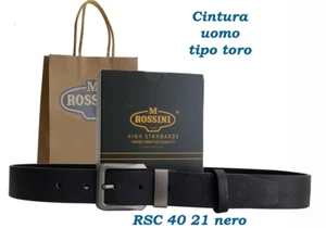 Cintura cinta uomo vera pelle artigianale da 4 cm nera classica sportiva 115 125 - Picture 1 of 1