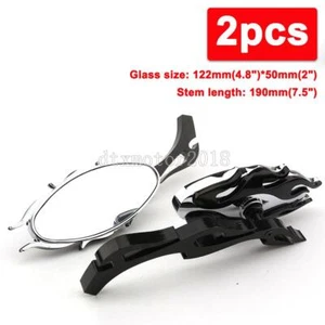 Black Flame Rearview Mirrors for Harley Sportster XL1200 883 Custom Hugger US - Bild 1 von 8