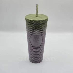Starbucks Fall 2024 Green Purple Ombre Metallic Studded Tumbler 24oz & Yellow - Picture 1 of 8