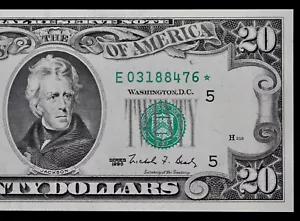 $20 1990 Star Gem CU Federal Reserve Note E03188476* twenty $, Single Run Issue - Picture 1 of 3
