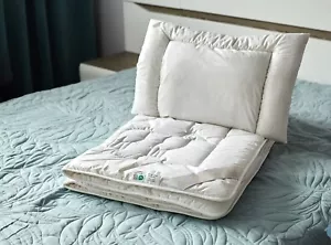 MERINO WOOL NATURA COTBED DUVET QUILT PILLOW SET BABY TODDLER JUNIOR ALL SEASON - Afbeelding 1 van 8