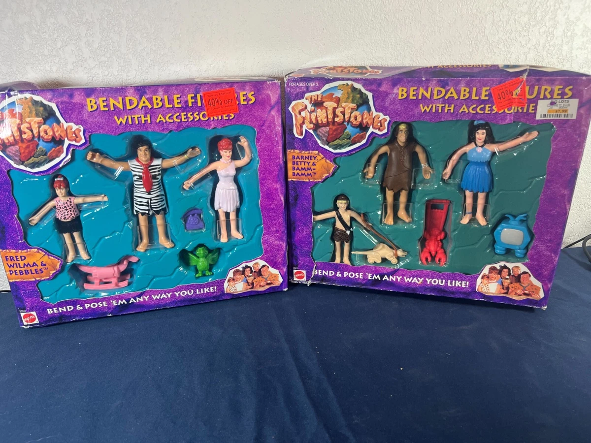 Vintage 1993 The Flintstones Bendable Figures Complete Set New In