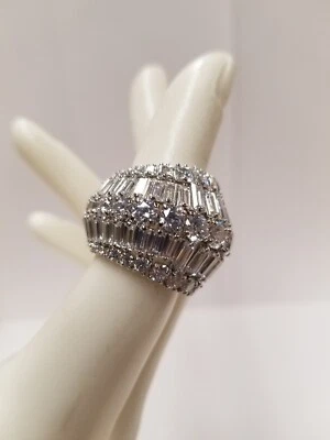 Anillo de cóctel Swarovski Hyperbola blanco cortes mixtos enchapado en rodio talla 5,75 Foto 1 de 4