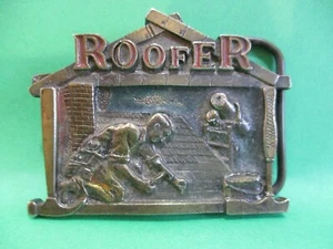 ROOFER Belt Buckle Vintage 1988 The Great American Buckle #1882 Made in the USA - Picture 1 of 7