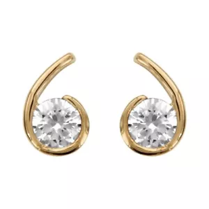 Boucles d'Oreilles en Plaqué Or et Zircons- Réf. 03050 - Foto 1 di 1