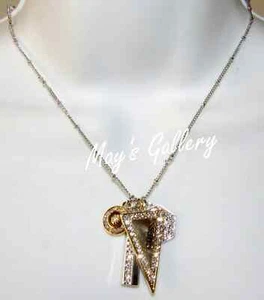 GUESS Jeans Rhinestone Necklace Necklaces Pendant Charms Logo Silver Gold  NWT  - Picture 1 of 5