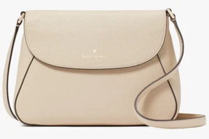 Kate Spade Monica Medium Flap Crossbody Bag Beige Leather Purse KC465 NWT $329 - Picture 1 of 10