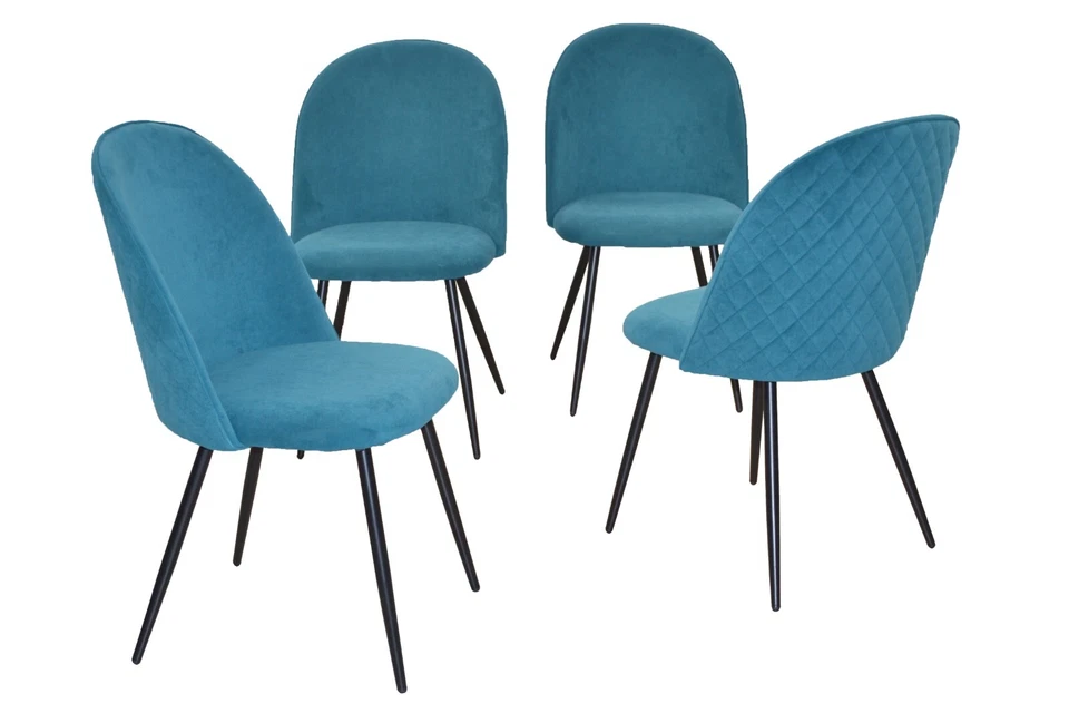 4 x Esszimmerstühle Samt petrol Polsterstühle Stuhlsets Sitzschale modern design - Bild 1 von 1