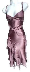Exquisite KAREN MILLEN Vintage Silk Babydoll Cami Waterfall Midi Dress UK10 US6 