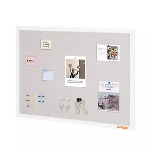 36"x24" White Cork Board with Linen Surface Wall-Mounted Bulletin Board - Picture 1 of 7