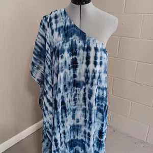 Lauren Ralph Lauren Dress Womens 10 Navy One Shoulder Maxi Flowy Side Zip Lined - Picture 1 of 12