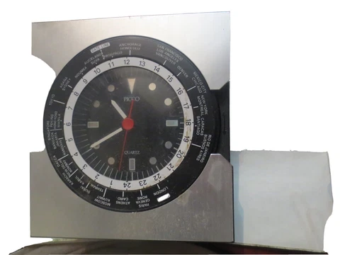 Vintage Picco World Time Desk Mantle Clock Working Cover