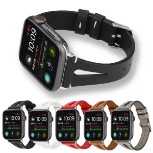 Cinturino pelle sottile cinturino casual per Apple Watch 10 9 8 7 6 SE 40/44/41/45/42/46mm - Foto 1 di 32